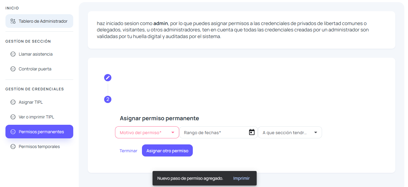 Gestión de permisos permanentes vinculados a NFC